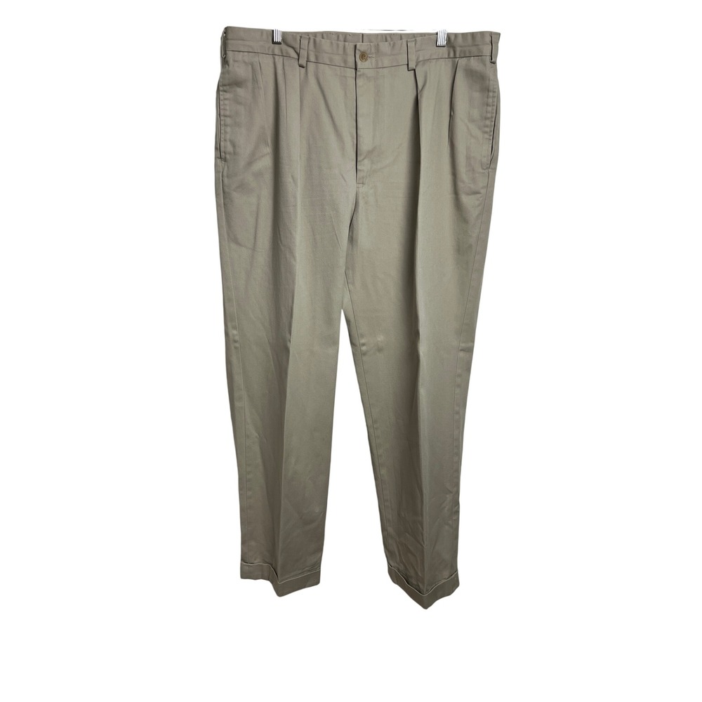Bills Khakis Chino Pants Mens 40 Khaki Pleated Cuffed Cotton Classic Preppy E08